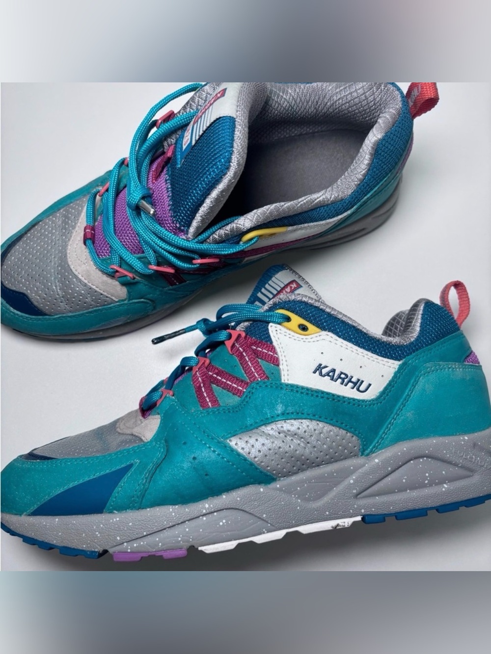 Karhu Fusion 2.0 Teal Blue Colorblock Urban Hiking Active Unisex Sneaker Size 10